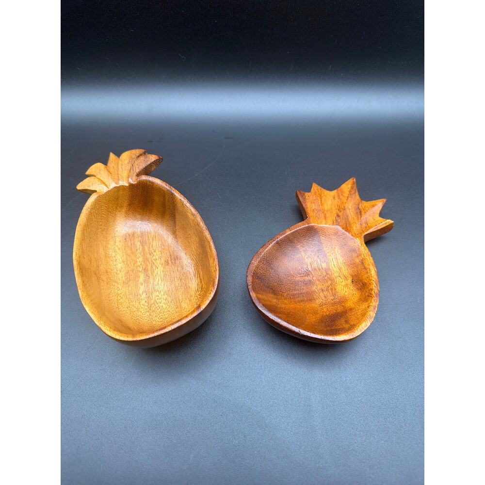 Vintage Hawaii Woodcraft Pineapple Wood Bowl Lot Monkey Pod Acacia Mid Century
